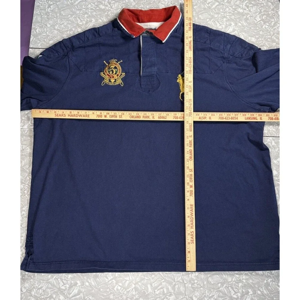 Vintage Polo Ralph Lauren Blue Rugby Long Sleeve Classic Fit Logo Men 4XLT
